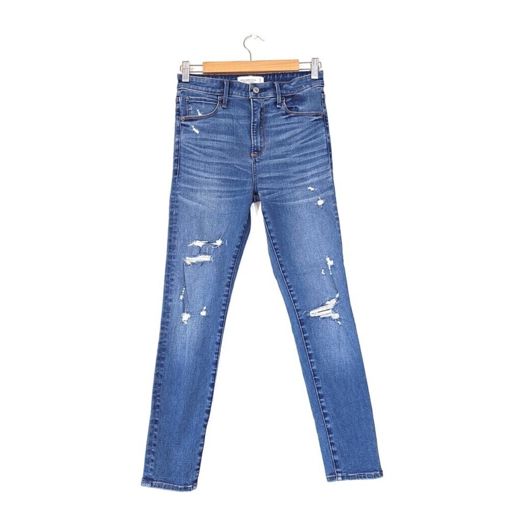 ABERCROMBIE & Fitch High Rise Super Skinny Jeans Distressed Denim 90s Grunge 27
